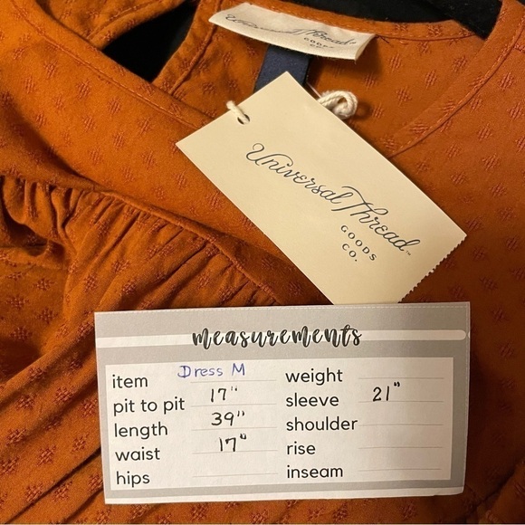 NWT Universal Thread Orange Brown Eyelet Prairie Dress Ruffles Pockets Size M - Picture 11 of 16